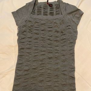 Gray, fitted top.